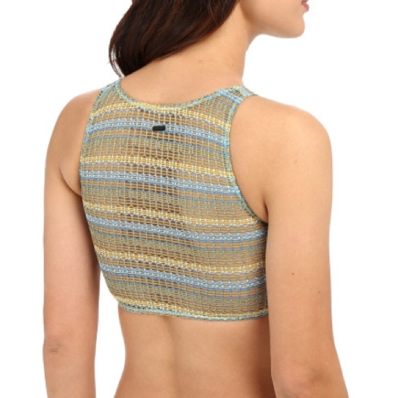 VOLCOM Wildly Bare High Neck Mesh Crop Bikini Top - Picture 2 of 8